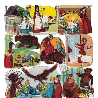 Stammbuchbilder Schneeweißchen und Rosenrot, 60er Jahre