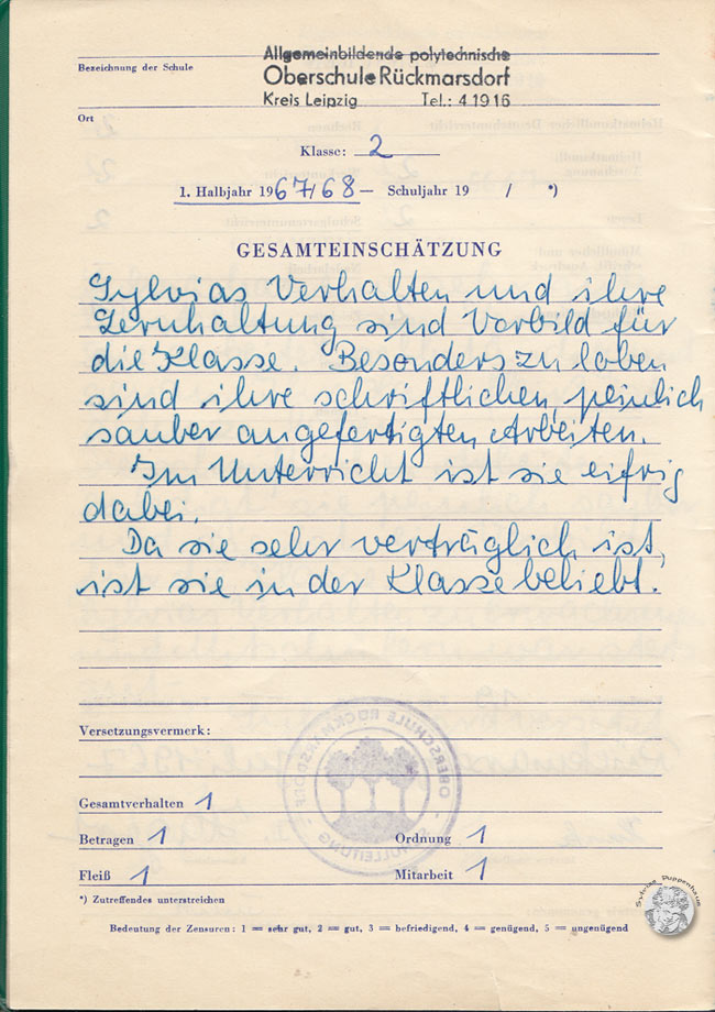 Zeugnis POS DDR