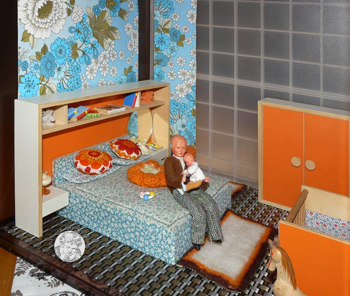 Schlafzimmer Puppenhaus der 1950er bis1980er Jahre