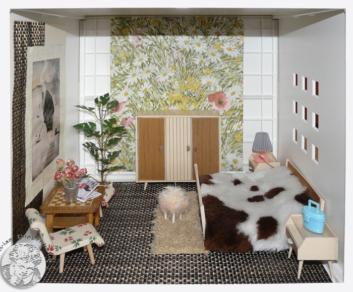 Schlafzimmer Puppenhaus der 1950er bis1980er Jahre