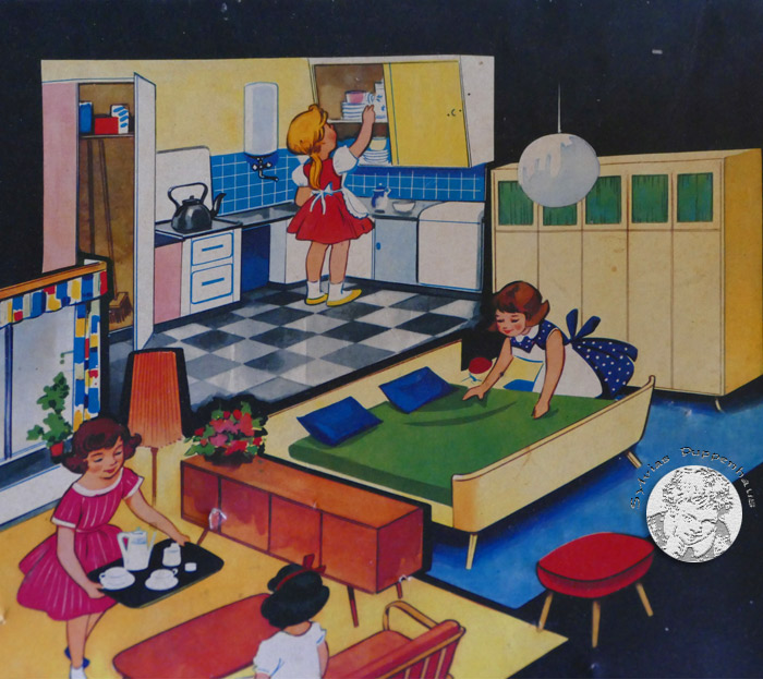 Wohnzimmer Puppenhaus der 1950er bis1980er Jahre