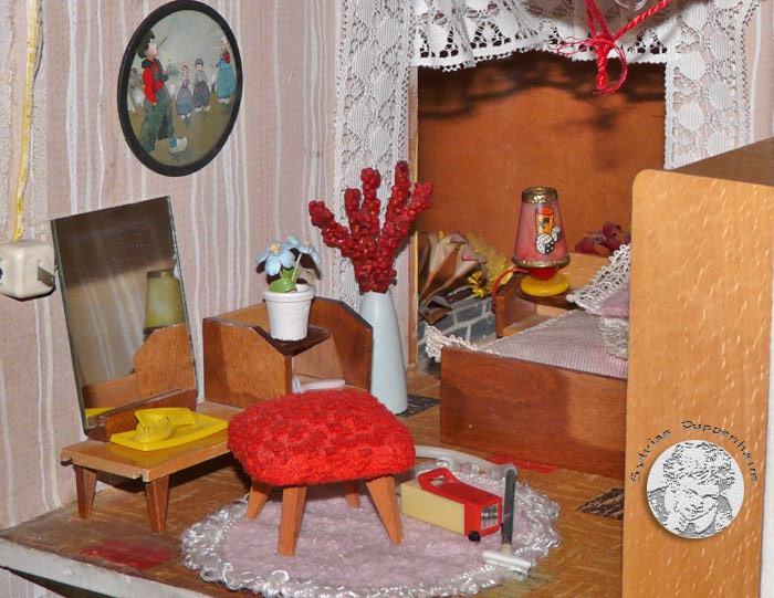 Schlafzimmer Puppenhaus der 1950er bis1980er Jahre