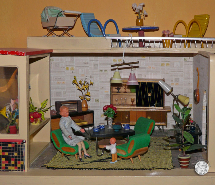 Wohnzimmer Puppenhaus der 1950er bis1980er Jahre